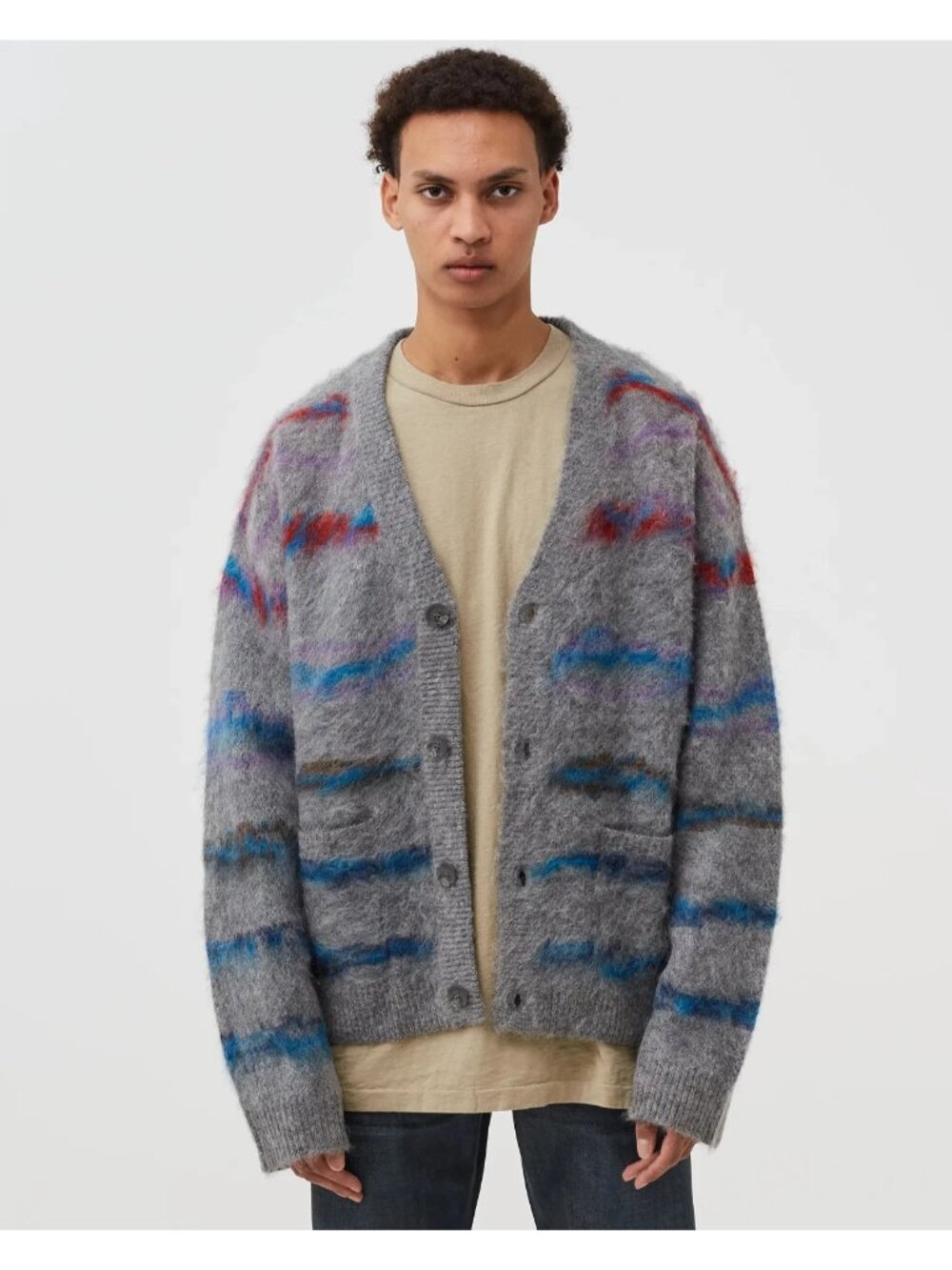 John Elliott Mohair & Wool Jacquard Cardigan Medium